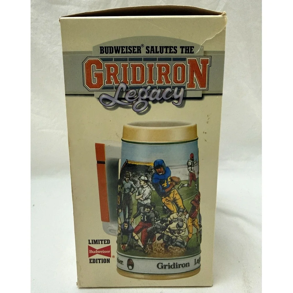Vintage 1990 Budweiser Stein Gridiron Legacy Sports Series With‎ Box & COA